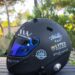 Miguel Gaspar's carbon race helmet with LUXE Protection Films branding for the Valencia GT4 race weekend