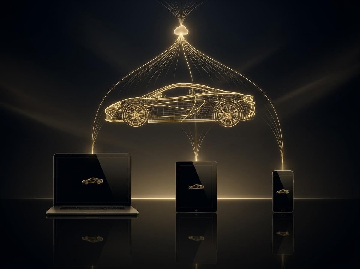 Vehicle pattern synced from the cloud to a laptop, tablet and phone